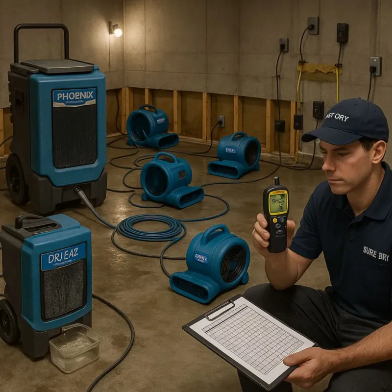 Structural Drying and Dehumidification process in Crowell, TX